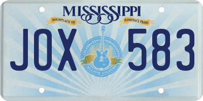 MS license plate JOX583