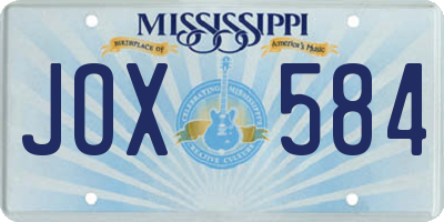 MS license plate JOX584