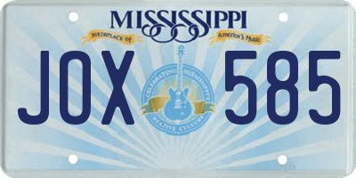 MS license plate JOX585