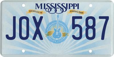MS license plate JOX587
