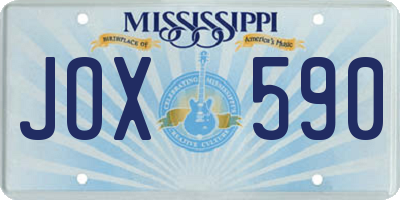 MS license plate JOX590