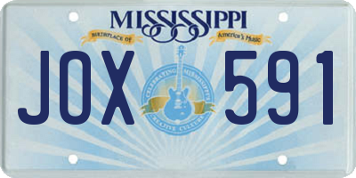 MS license plate JOX591