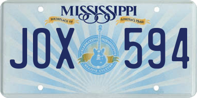 MS license plate JOX594