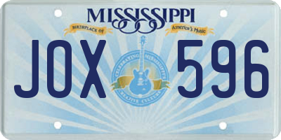 MS license plate JOX596