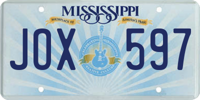 MS license plate JOX597
