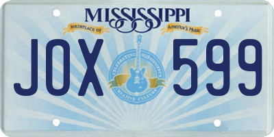 MS license plate JOX599