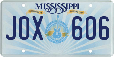 MS license plate JOX606