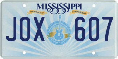 MS license plate JOX607