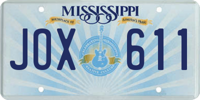 MS license plate JOX611