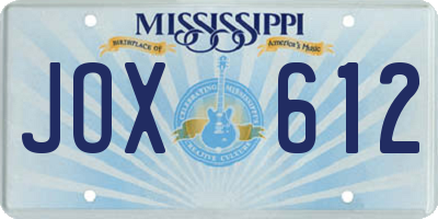 MS license plate JOX612