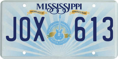 MS license plate JOX613