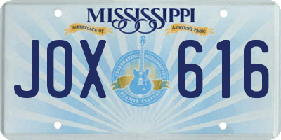 MS license plate JOX616