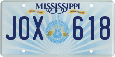 MS license plate JOX618