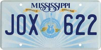 MS license plate JOX622
