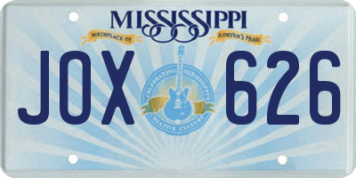 MS license plate JOX626