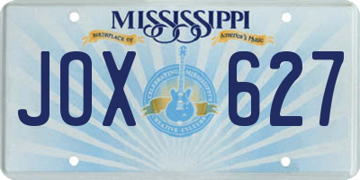 MS license plate JOX627