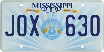 MS license plate JOX630