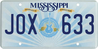 MS license plate JOX633