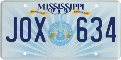 MS license plate JOX634