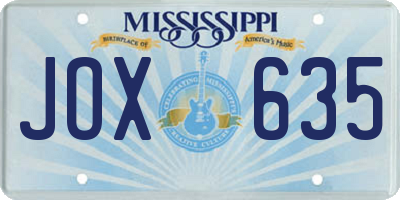 MS license plate JOX635