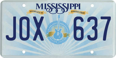 MS license plate JOX637