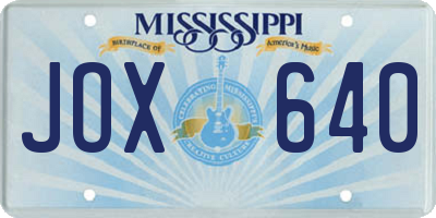 MS license plate JOX640