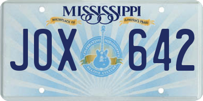 MS license plate JOX642