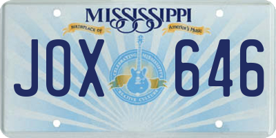 MS license plate JOX646