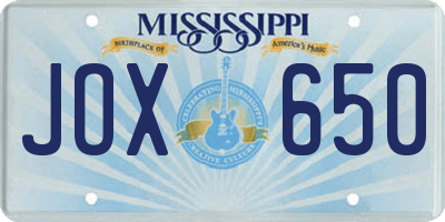 MS license plate JOX650