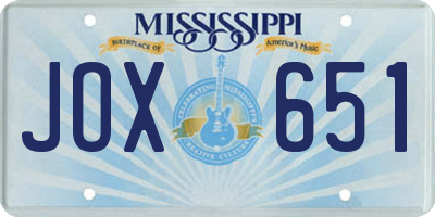 MS license plate JOX651
