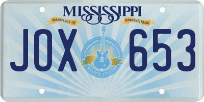 MS license plate JOX653