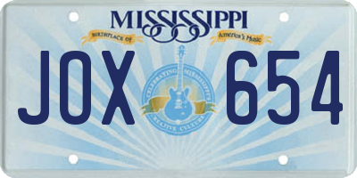 MS license plate JOX654