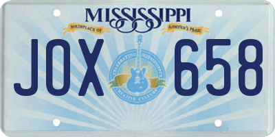 MS license plate JOX658