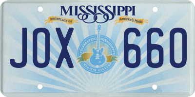 MS license plate JOX660