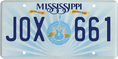 MS license plate JOX661