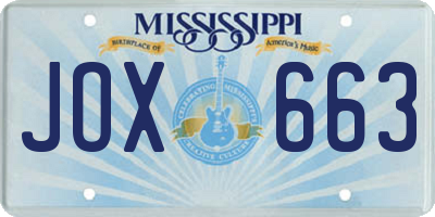 MS license plate JOX663