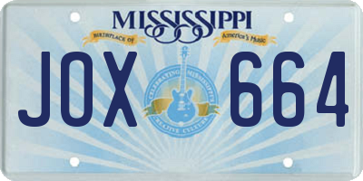 MS license plate JOX664