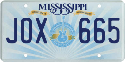 MS license plate JOX665