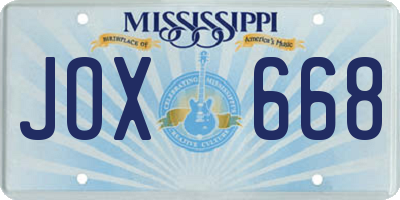 MS license plate JOX668