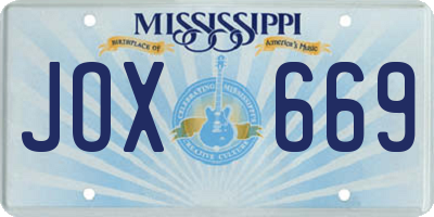 MS license plate JOX669