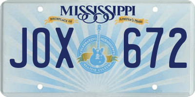MS license plate JOX672
