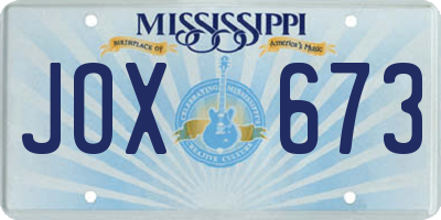 MS license plate JOX673