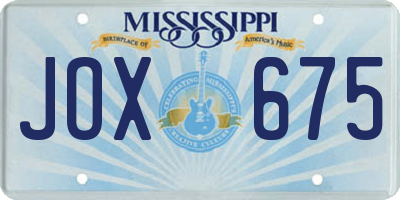 MS license plate JOX675