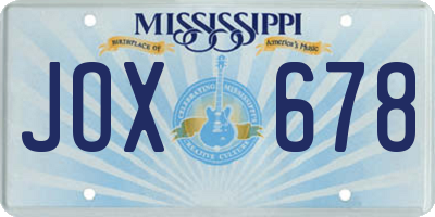 MS license plate JOX678