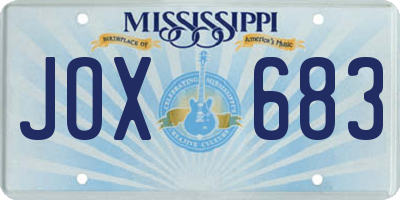 MS license plate JOX683