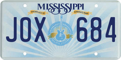 MS license plate JOX684