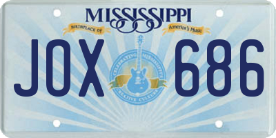 MS license plate JOX686