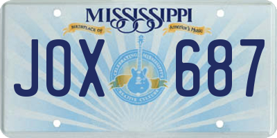 MS license plate JOX687