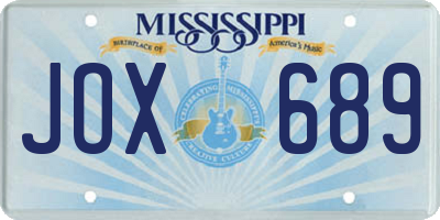 MS license plate JOX689