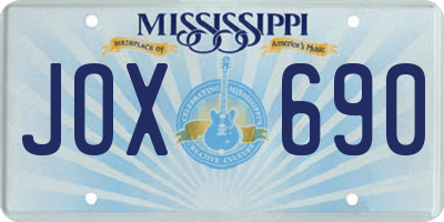 MS license plate JOX690